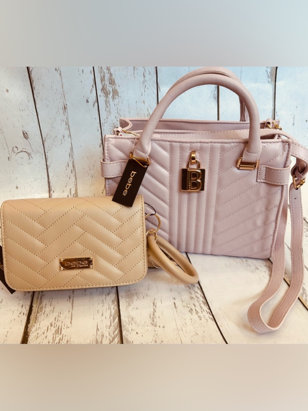 bebe Top-Handle Satchel + Sophia Crossbody Wallet Bundle.